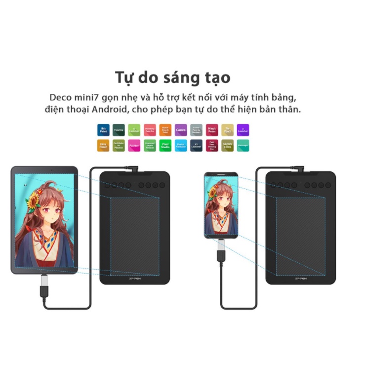 Bảng Vẽ Điện Tử XP-PEN Deco Mini7 Android Hỗ Trợ Cảm Ứng Nghiêng | WebRaoVat - webraovat.net.vn