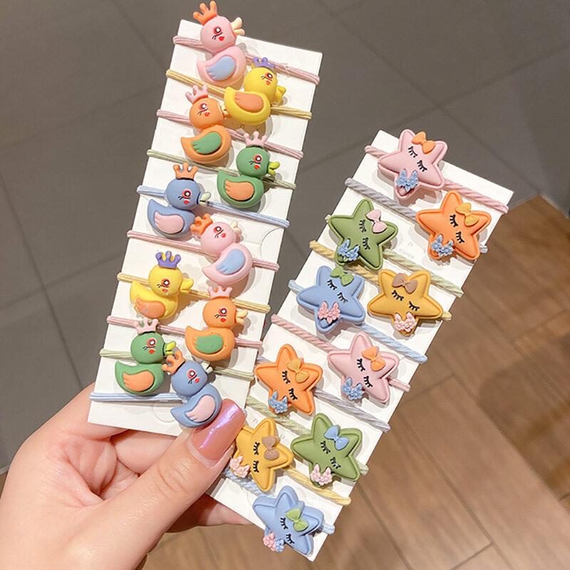 Set 10 Dây Cột Tóc Cho Bé Hình Thú Và Trái Cây Ngộ Nghĩnh Đáng Yêu Dễ Thương Phụ Kiện Tóc Cho Bé Gái