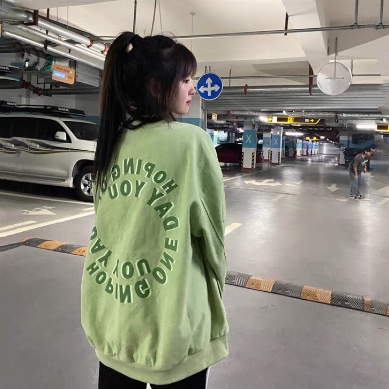 Áo Bomber nam nữ có hiệu ứng chữ hình tròn form chuẩn unisex