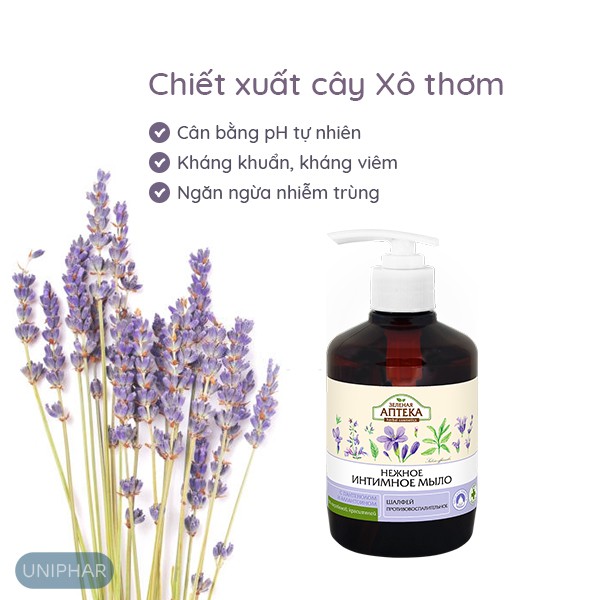 Dung dịch vệ sinh Zelenaya Apteka Gel - Vệ sinh vùng kín phụ nữ, cân bằng pH vùng kín dạng Gel Anteka 370ml (CÓ CHE TÊN)