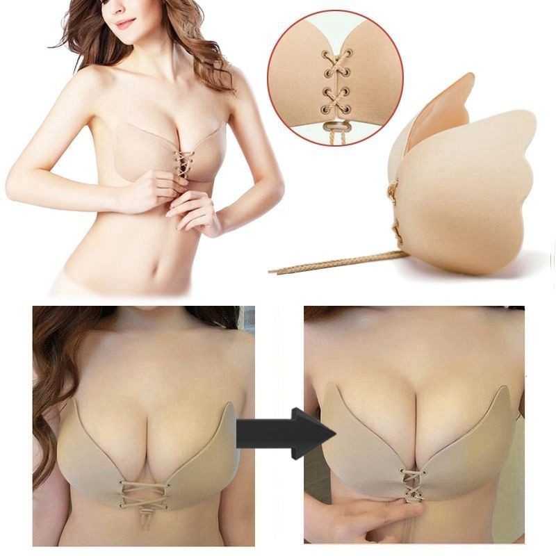 Áo Ngực Dán Không Dây Nâng Ngực Tàng Hình Màu Đen/Đen