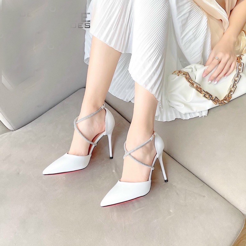 Giày Sandal nữ cao gót đính đá gót nhọn