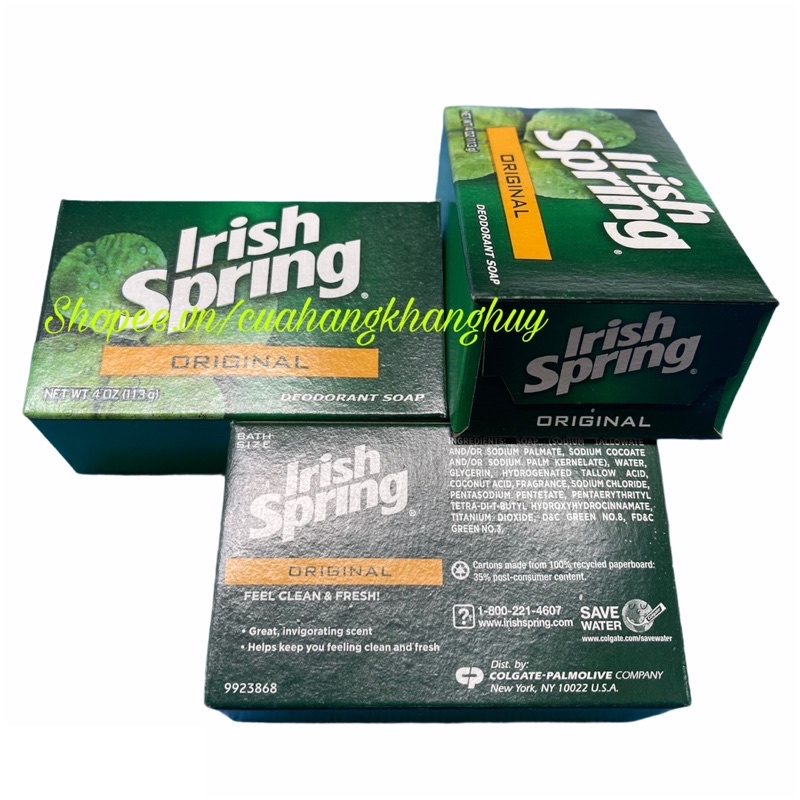 Lốc 3 Xà bông cục Irish Spring Original (113 g x 3 cục)