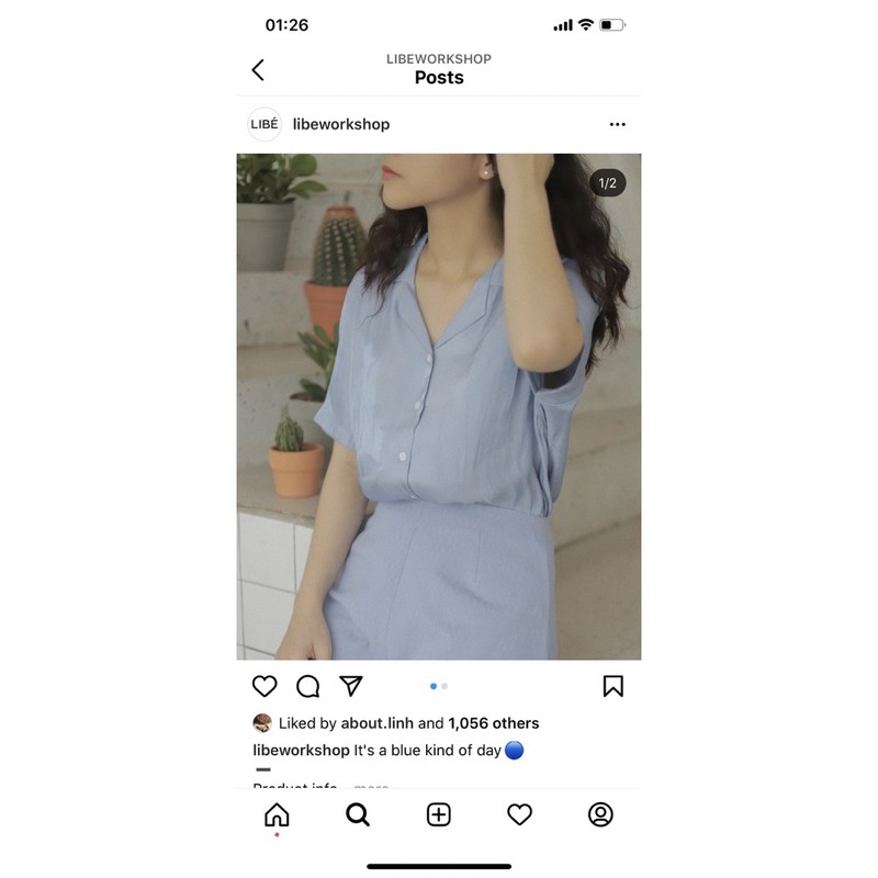 Áo organza Libe xanh dương new 95%