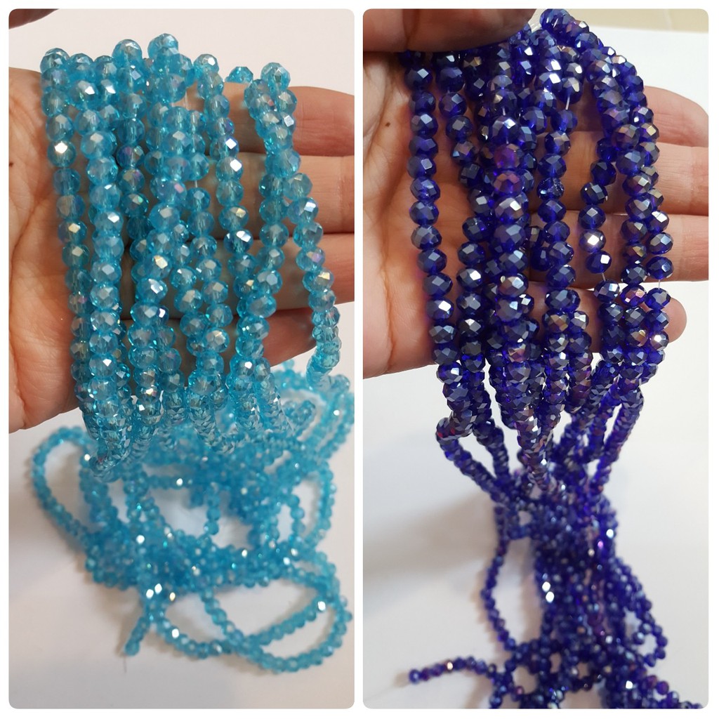 Hạt pha lê thủy tinh tròn 6mm màu XANH