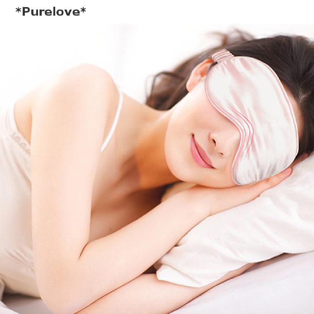 Purelove Miếng Che Mắt Ngủ Lụa Hai Mặt Màu Trơn Chống Bọng Mắt