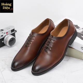 Giày da nam - giày tây nam  da bò 100%, kiểu dáng sang trọng, đế kếp cao su siêu bền HD01