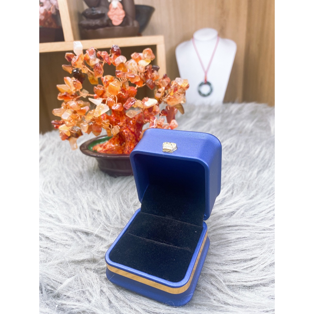 Hộp nhẫn da xanh dương, chất liệu da sang trọng, phục vụ tặng quà, tặng nhẫn