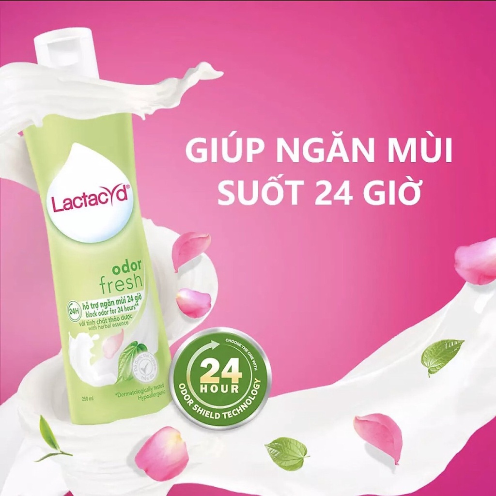 Dung Dịch Vệ Sinh Phụ Nữ Lactacyd chai 250ml với tinh chất thảo dược ( Odor Fresh Ngăn Mùi 24H )