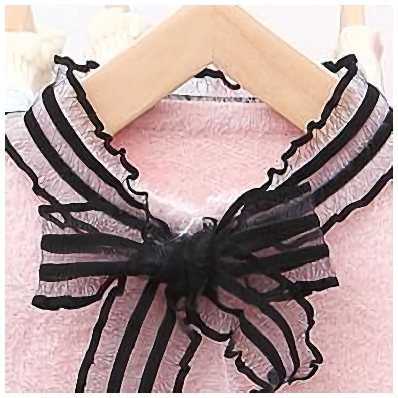 Áo khoác len cài cúc cổ nơ ren siêu xinh bé gái size 8-18kg (HÀNG QCCC) AL34