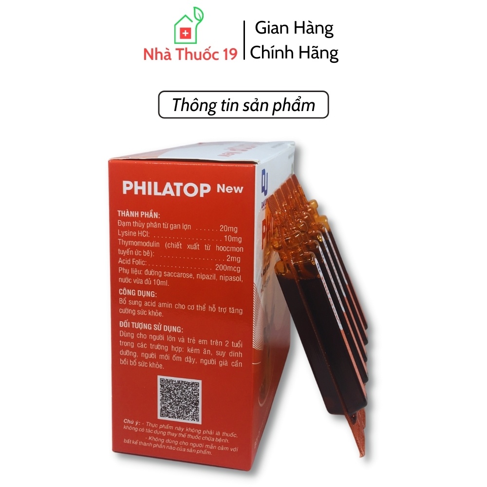 PHILATOP Ống Nhựa Đại Uy Công Thức Mới - Hộp 20 ống, Dùng cho trẻ biếng ăn, chậm lớn, người già, tăng sức đề kháng