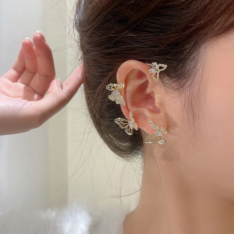 Khuyên kẹp vành tai hình bướm đính đá thời trang cho nữ