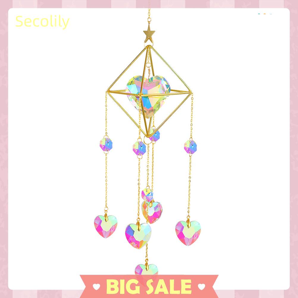 Chuông Gió Pha Lê Hình Trái Tim Treo Trang Trí Nhà Cửa/Vườn