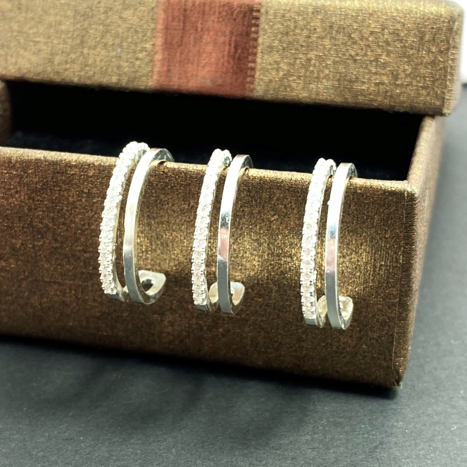 Nhẫn hở 2 hàng cá tính, nhẫn nữ chất liệu bạc ta sang trọng - Trang sức bạc Evasilver