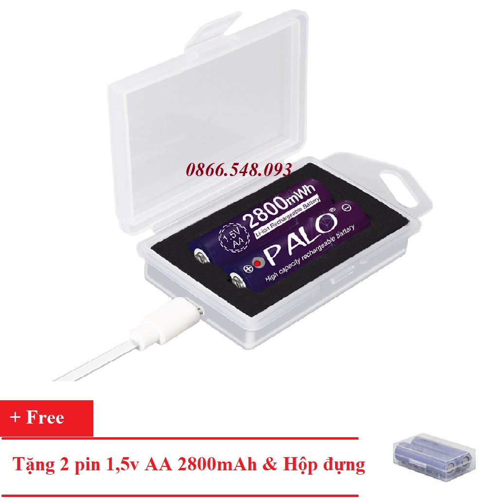 Bộ sạc pin 1,5V PALO Tặng 2 pin sạc AA2800 mAh