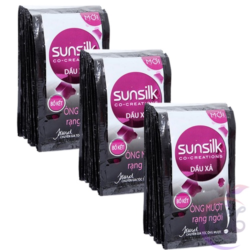 Combo 3 dây Dầu xả Sunsilk óng mượt rạng ngời gói 6g - dây 10 gói - dầu xả sunsilk bồ kết chăm sóc nuôi dưỡng tóc đen
