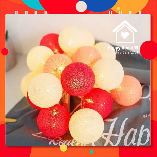 [LHSP19] Đèn led trang trí Happyhome🎁💟💕[SIÊU HOT] 🍥🎂🍰 đèn trang trí kiểu lồng nhỏ dây lưới màu đỏ