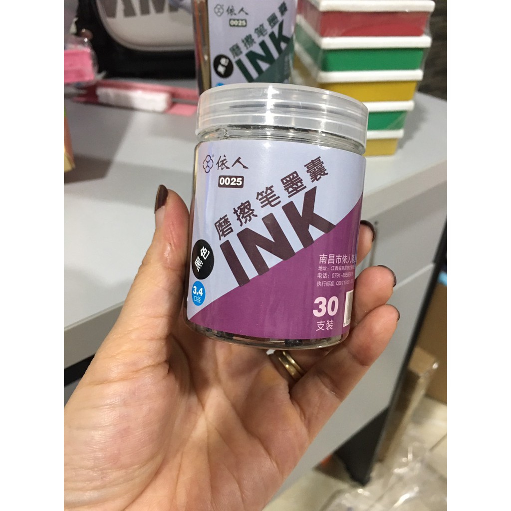 BÚT LUYỆN CHỮ ĐẸP CÓ ĐẦU TẨY /  HỘP 30 ỐNG  MỰC VIẾT PINK NHẬT BẢN 025 ( MỰC XÓA ĐƯỢC)