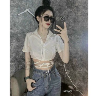 Áo sơ mi croptop dây chéo eo(UN.G.A15)
