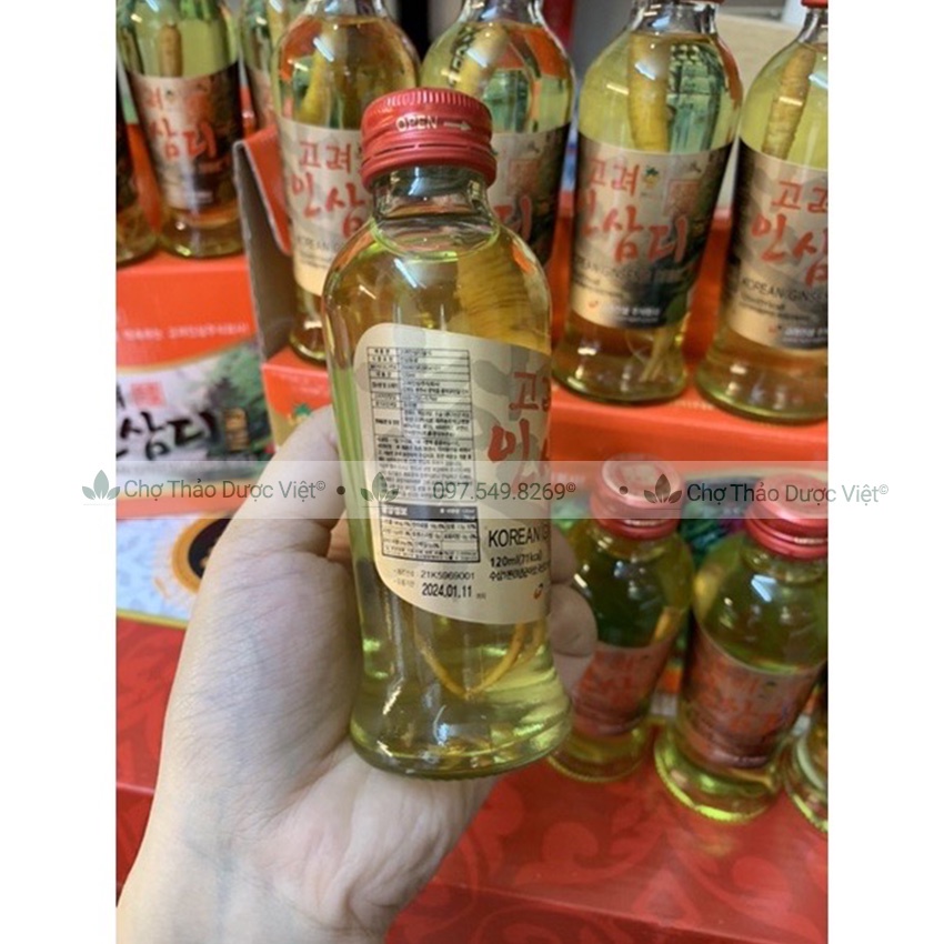 Nước hồng sâm có củ Hàn Quốc hộp 10 chai - Chợ Thảo Dược Việt