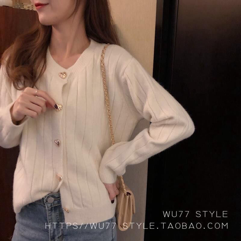 Áo khoác cardigan màu đỏ phong cách Hàn Quốc thời trang nữ tính