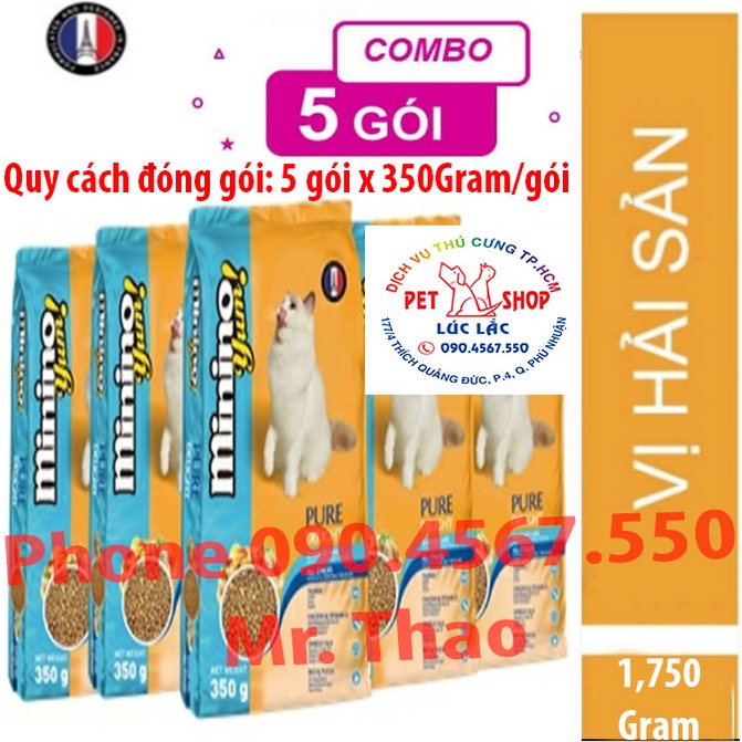 MUA 11 TẶNG 1 Combo 05 Gói x 350 gram Thức ăn cho mèo Minino Yum - Thức ăn cho Mèo vị Hải Sản