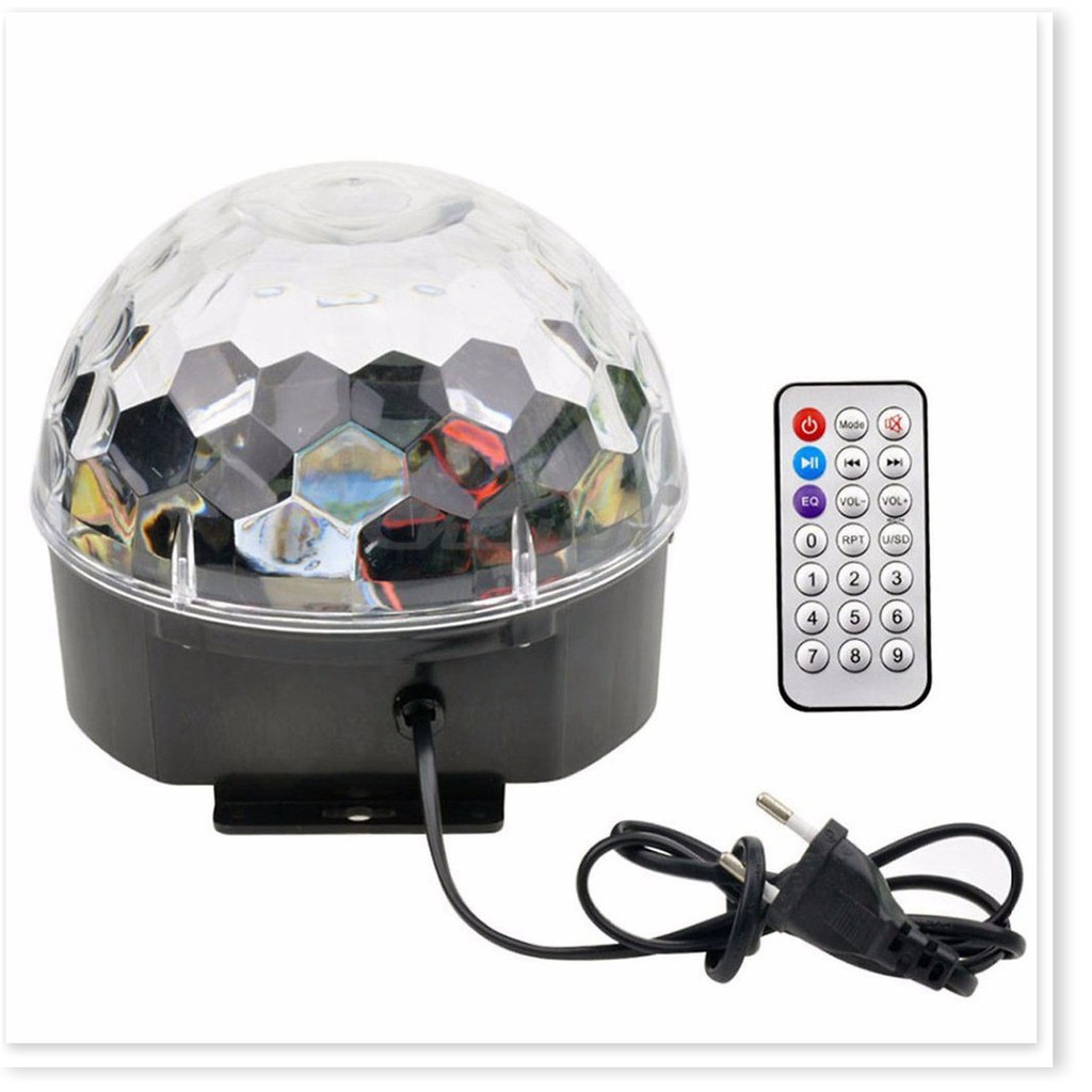 Đèn LED Quả Cầu Cảm Ứng Xoay Pha Lê 7 Màu Nhấp Nháy Theo Nhạc - Đèn vũ trường cảm ứng 7 màu cao cấp SIZE TO