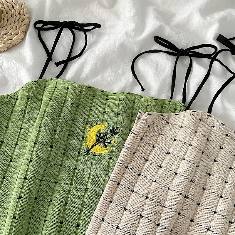 【ZHELIHANGFEI】 / Áo Yếm Dệt Kim Ngắn