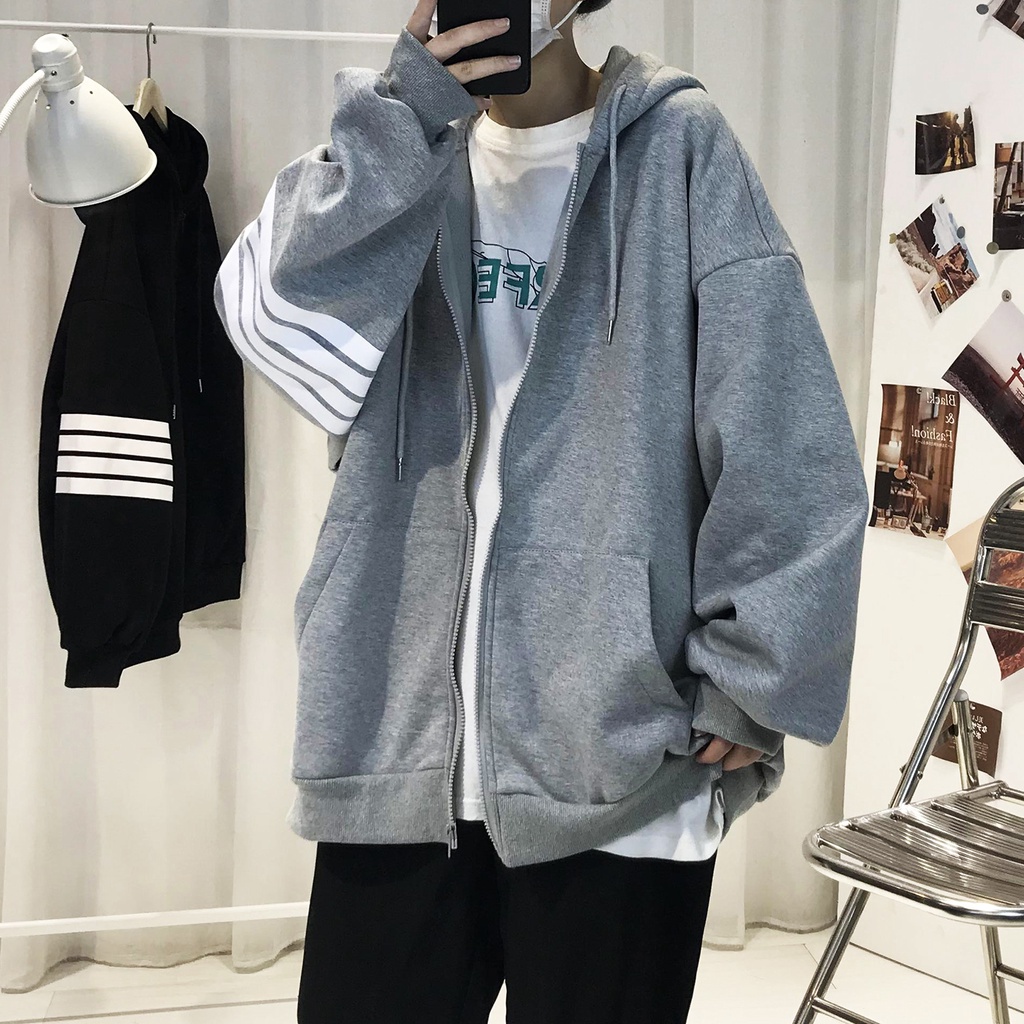 Áo khoác cardigan thể thao dây khóa kéo lót nhung thời trang Hong Kong cho nam