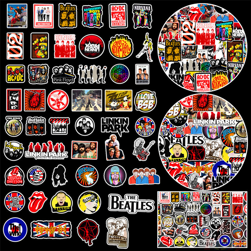 Set 50 Miếng Dán Trang Trí Hình Nhạc Rock Chống Thấm Nước