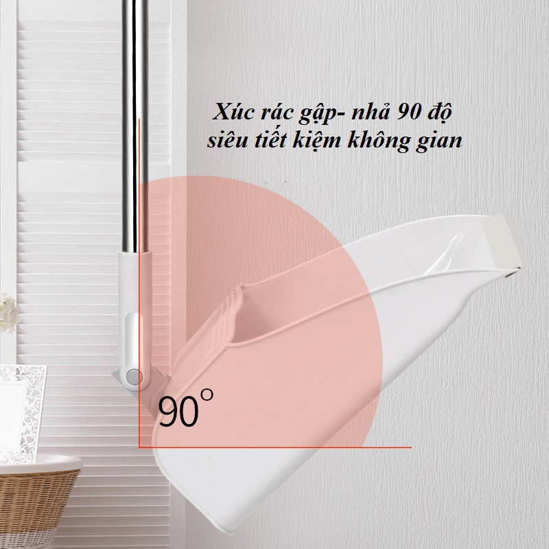 Chổi Quét Nhà Thông Minh 2in1 Chổi Nhựa Kèm Hót Rác Gấp Gọn [XOAY 180, LỌC LÔNG TÓC]