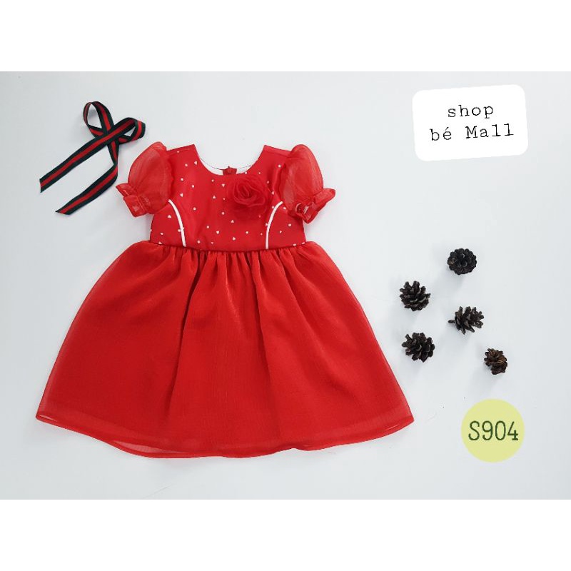 Váy đỏ Oliriver Kids kết bông hồng xinh cho bé Oli River Kids