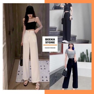 Quần ống rộng nữ lưng cao , quần ống suông nữ lưng cao beeka store khóa trước có cúc