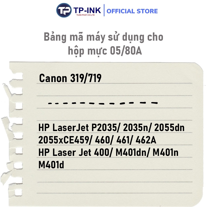 Hộp mực 05/80a cho Hp M401d, m401dn, m401dne, MF 416dw , 2035,2055D- 251dw, 252dw, 253dw, 253x,6650DN/6670DN,6680x