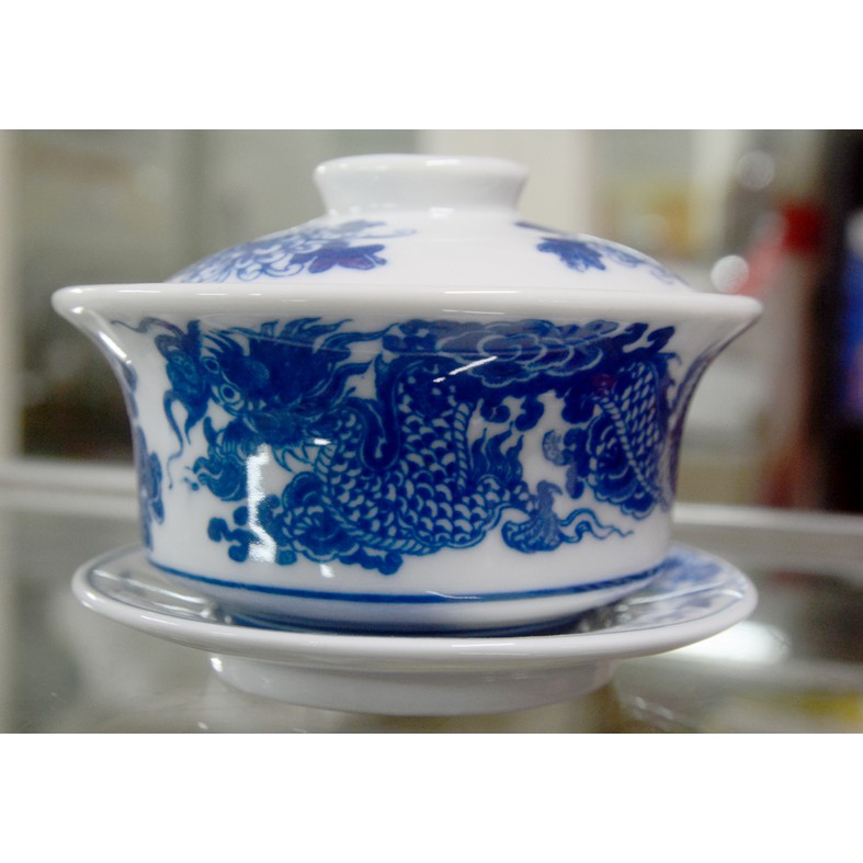 Bát sứ rồng phượng xanh-Dùng đựng cơm cúng,đựng trà cao 8cm