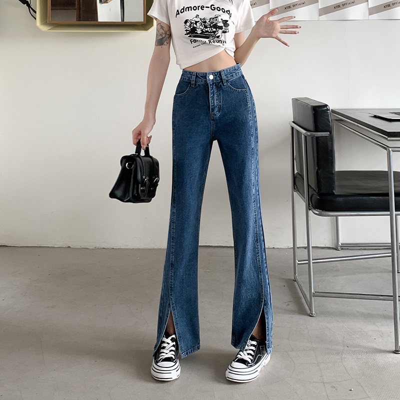 SUXI Quần Jean Dài Lưng Cao Màu Sắc Đơn Giản Dễ Phối Đồ Thời Trang Mùa Hè Cho Nữ