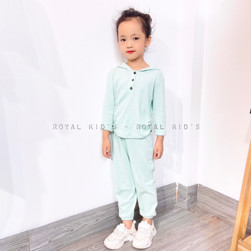 Đồ bộ bé gái thu đông chất bozip cotton xuất dư Royal Kids