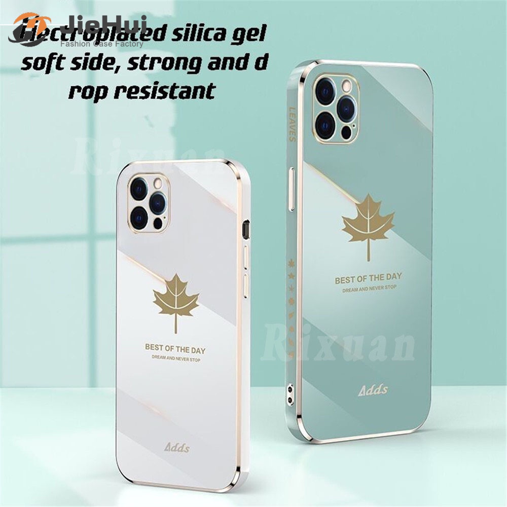 Ốp Điện Thoại Silicon Mềm Mạ Điện Họa Tiết Lá Phong Cho iPhone 6 6s 7 8 Plus iPhone12 Pro Max iPhone11 Xr