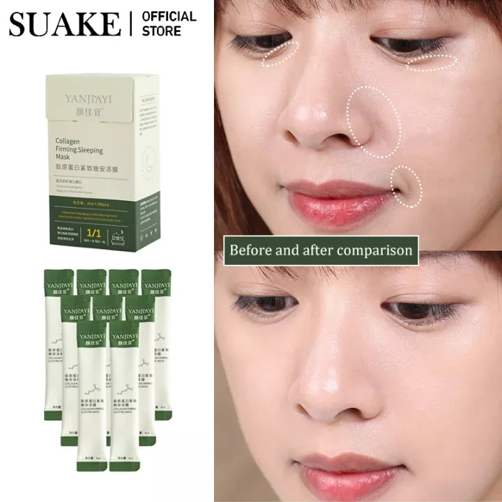 Hộp 20 mặt nạ ngủ SUAKE collagen dạng gel dưỡng ẩm làm săn chắc da se khít lỗ chân lông hiệu quả