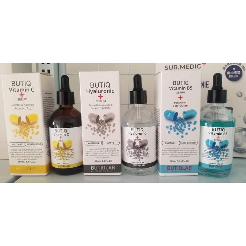Combo 3 lọ serum Vitamin b5 vitamin C và HA của hãng BuTiQLad