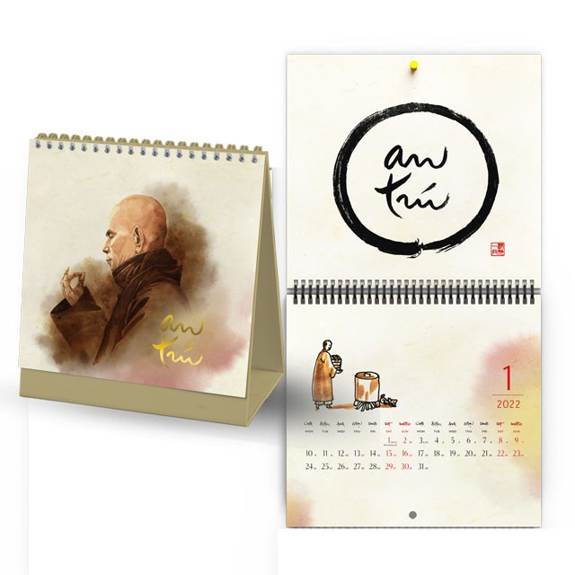 Combo Lịch bàn và treo tường Thái Hà Books - Thư Pháp Làng Mai 2022 - An Trú (lẻ tuỳ chọn)