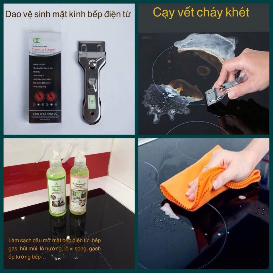 Combo Dao vệ sinh + nước xịt rửa bếp từ, bếp hồng ngoại