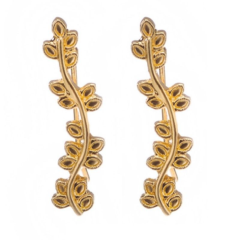 Hoa tai kim loại hình chiếc lá thanh lịch thời trang