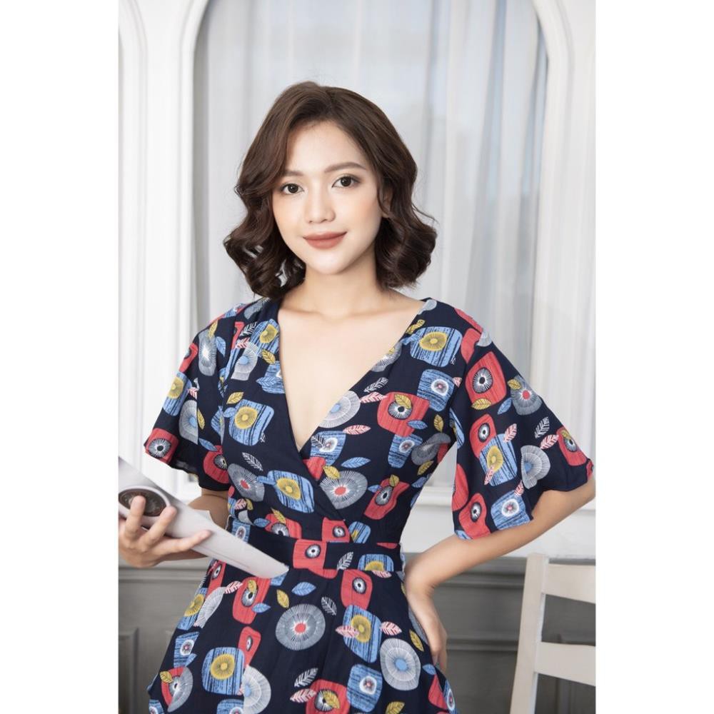 Đầm dự tiệc Jumpsuit ngắn giả váy họa tiết xinh xắn sang trọng