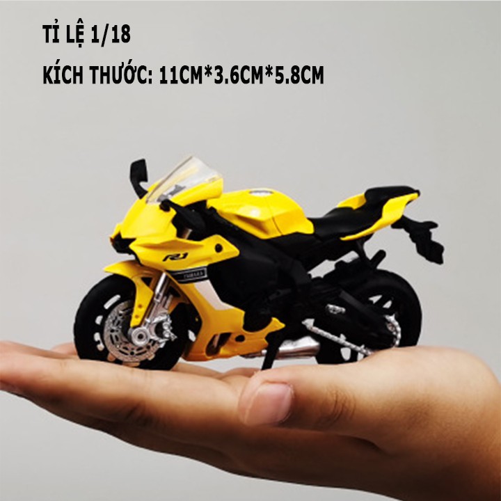 Mô hình xe mô tô Yamaha Yzf-R1 tỉ lệ 1:18 (Màu vàng, màu đen)