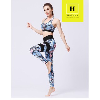 Bộ đồ tập gym bộ đồ tập yoga họa tiết eo cao bó sát tôn dáng thanh lịch quyến rũ