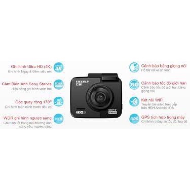 VIETMAP C61 (pro) - Camera hành trình 4K Cảnh Báo Giao Thông Giọng Nói - HÀNG CHÍNH HÃNG