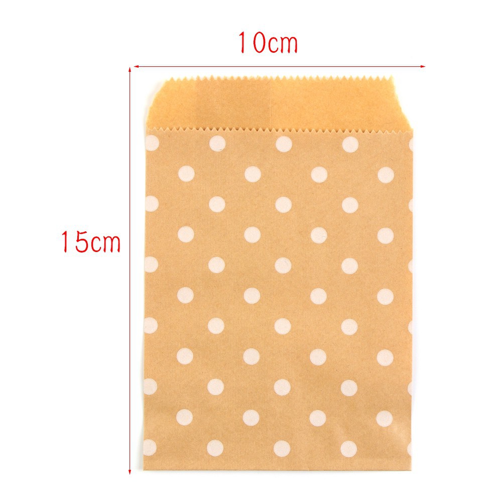 Bộ 5, 10 túi giấy kraft đựng bánh quy thủ công 15x10cm tiện dụng, hoạ tiết dễ thương, thân thiện với môi trường