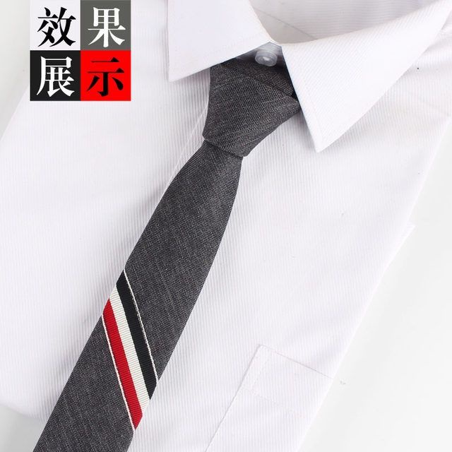 Cà Vạt 5cm Họa Tiết Kẻ Sọc Màu Đen / Xám Phong Cách Hàn Quốc Thời Trang Công Sở Cho Nam Và Nữ