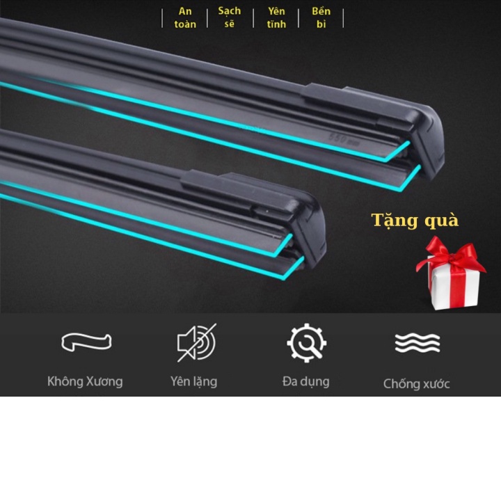 (Hỏa tốc) Gạt Mưa Silicone Lưỡi Kép Thế Hệ Mới - Gạt nước ô tô Siêu Sạch( TẶNG 01 viên SỦI RỬA KÍNH) -Hgauto